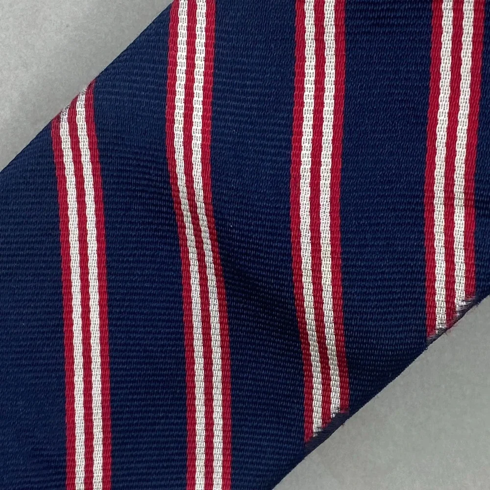 VTG‎ James River Traders Tie Mens Repp Silk Striped Preppy Blue Red White 60x3
